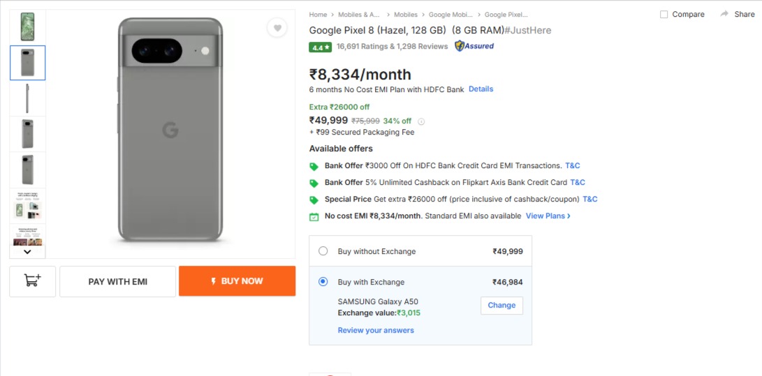 Flipkart Sale Google Pixel 8 Discount Offer