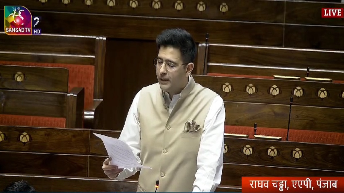 AAP MP Raghav Chadha in Rajya Sabha