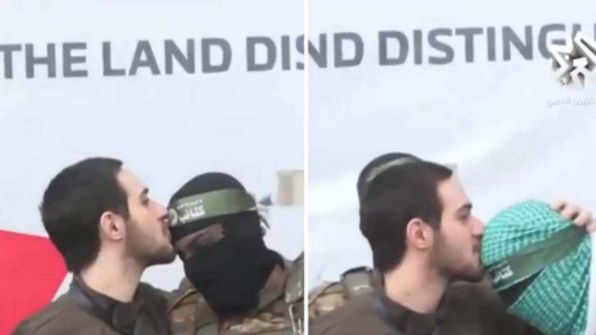 Shocking Moment Video: रिहा होने की खुशी में इजरायली बंधक ने चूमा हमास लड़ाकों का माथा