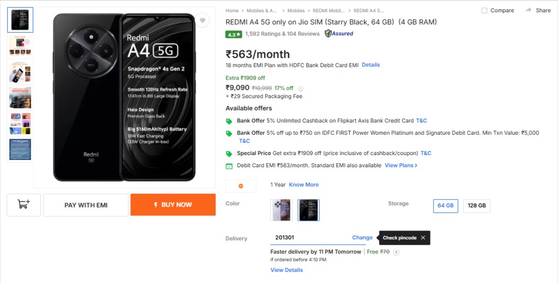 REDMI A4 5G Discount Offer