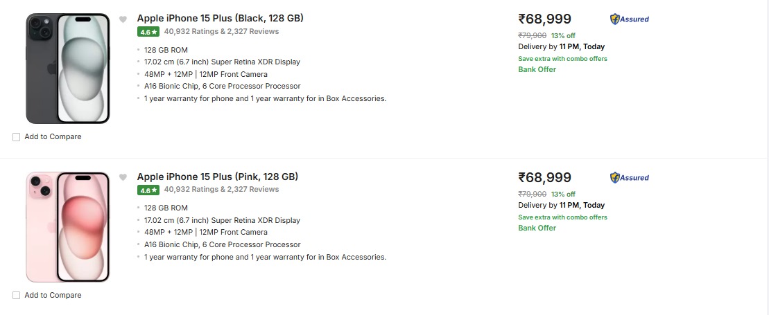 iPhone 15 and iPhone 15 Plus discount offers