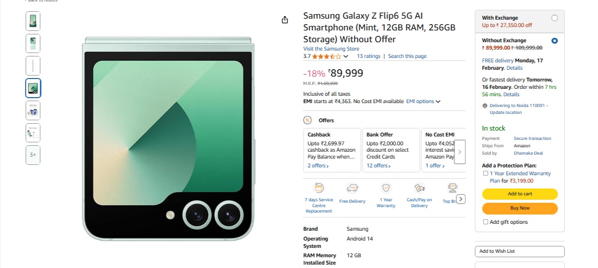 Samsung Galaxy Z Flip 6 Discount Offer