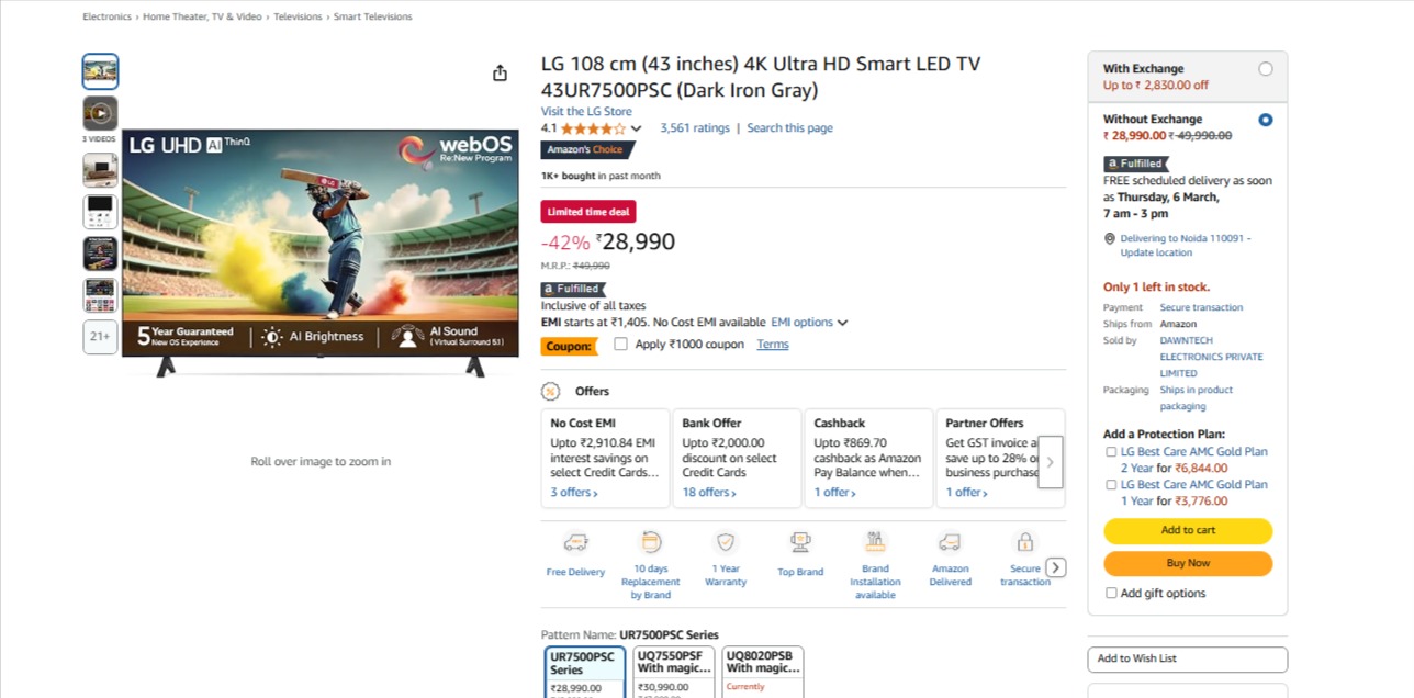 43 Inch Smart TV Discount