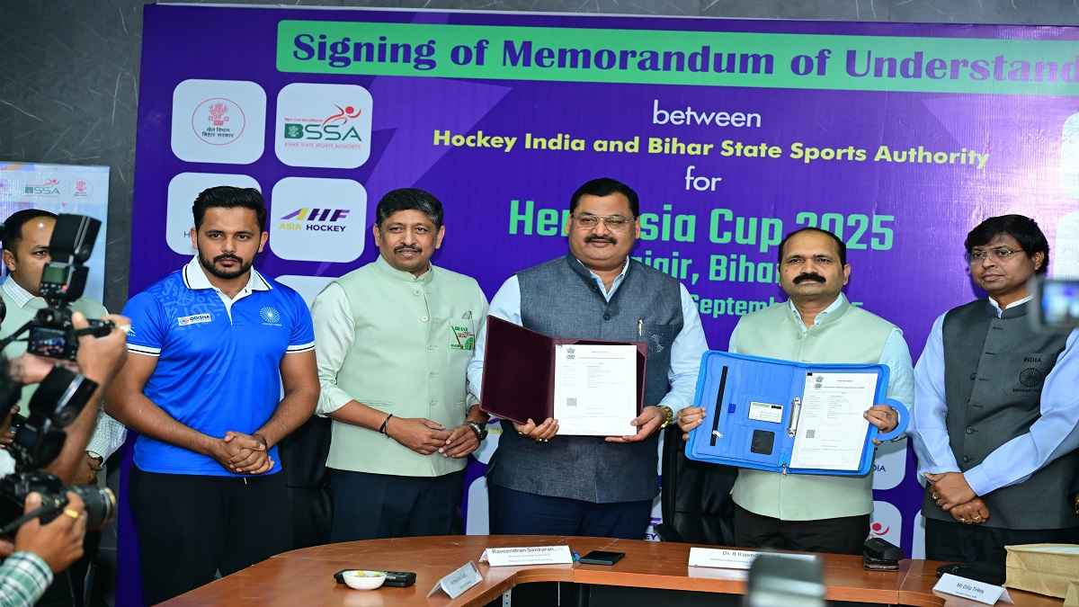 राजगीर में आयोजित होगा हीरो एशिया कप 2025, हॉकी इंडिया और बिहार राज्य खेल प्राधिकरण के बीच MoU पर हुए हस्ताक्षर