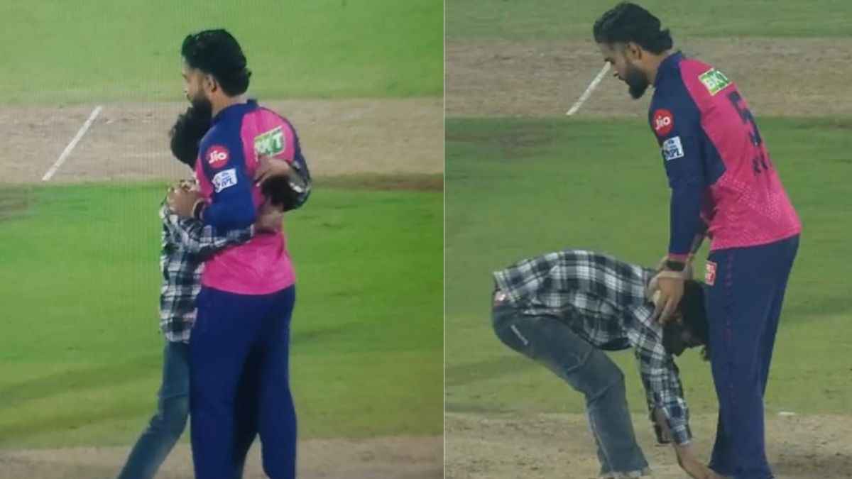 RR vs KKR: होम ग्राउंड पर रियान पराग को मिली फुल इज्जत, मैच के बीच में फैन ने आकर छुए पैर, गले भी लगाया