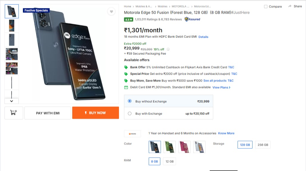 Motorola Edge 50 Fusion Price Drop