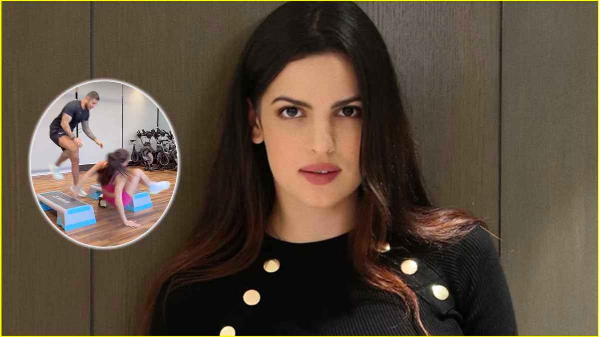 Natasha Stankovic का बिगड़ा बैलेंस, फिसला पैर... धड़ाम से गिरी एक्ट्रेस, देखें वीडियो