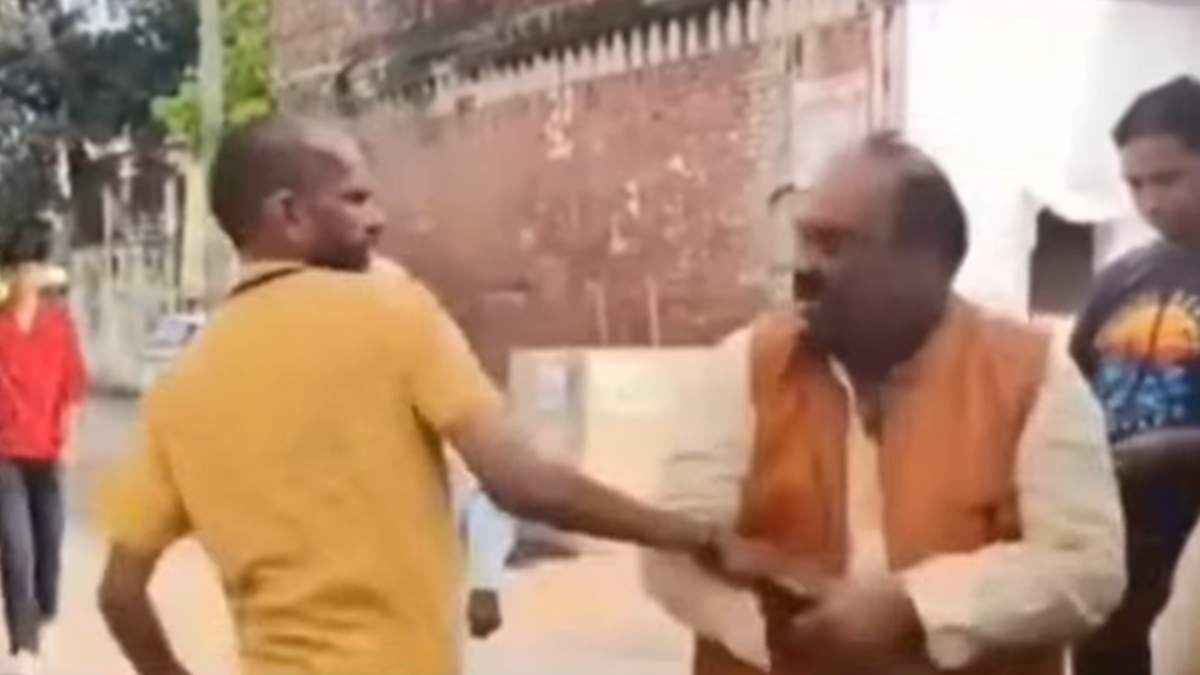 भाजपा नेता के साथ दबंग ने की मारपीट, पुलिसवाले को भी नहीं छोड़ा; वीडियो आया सामने