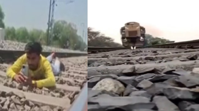 Unnao Reel maker Lying Down on the Railway Track