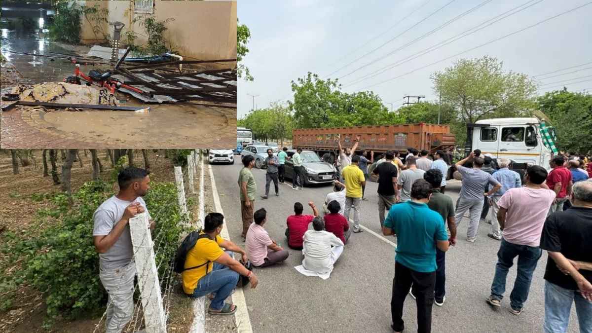 नोएडा में बड़ा हादसा, तूफान से गिरी ग्रिल की चपेट में आए नानी और नाती
