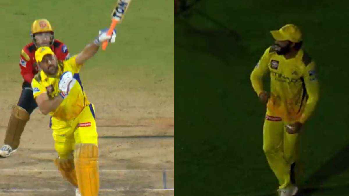 VIDEO: MS Dhoni ने चहल की गेंद पर जड़ा एक हाथ से दनदनाता छक्का, रवींद्र जडेजा ने कैच पकड़कर ऐसे मनाया जश्न
