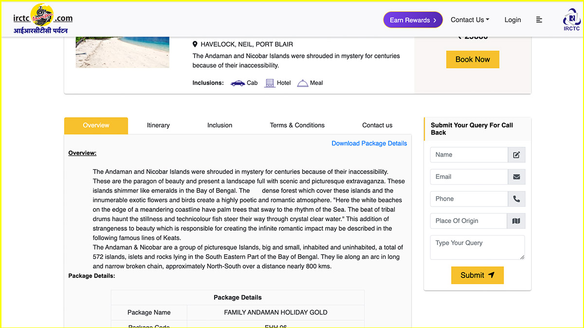 IRCTC Tour Package