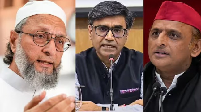 Asaduddin Owaisi, Vikram Misri and Akhilesh Yadav Asaduddin Owaisi, Vikram Misri, Akhilesh Yadavред