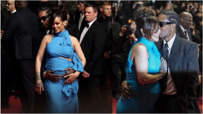 cannes film festival singer rihanna flaunts baby bump poses with ap rocky