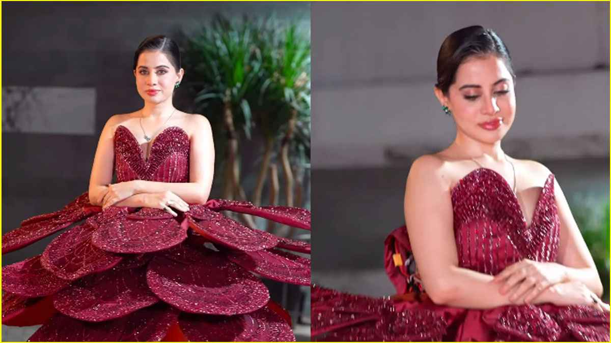 urfi javed wear cannes film festival 2025 dress show off mumbai video viral