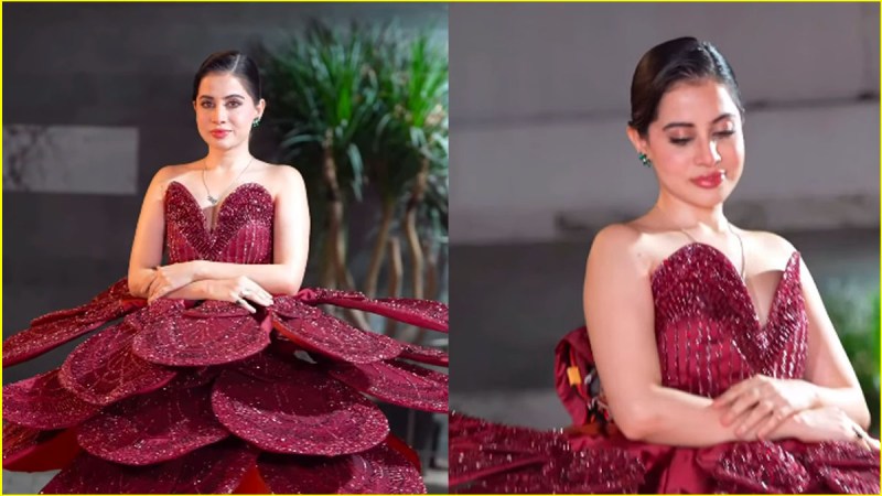 urfi javed wear cannes film festival 2025 dress show off mumbai video viral