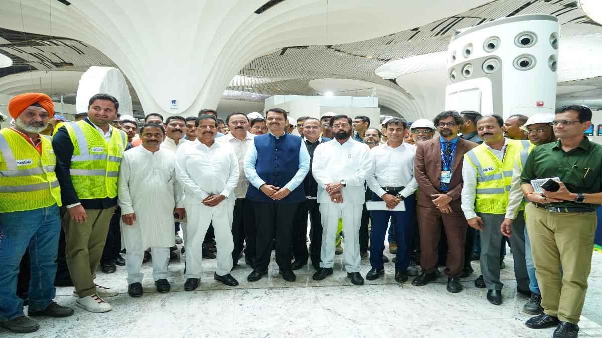 CM Devendra Fadnavis, Dy CM Eknath Shinde and Jeet Adani Today visited Navi Mumbai International Airport।