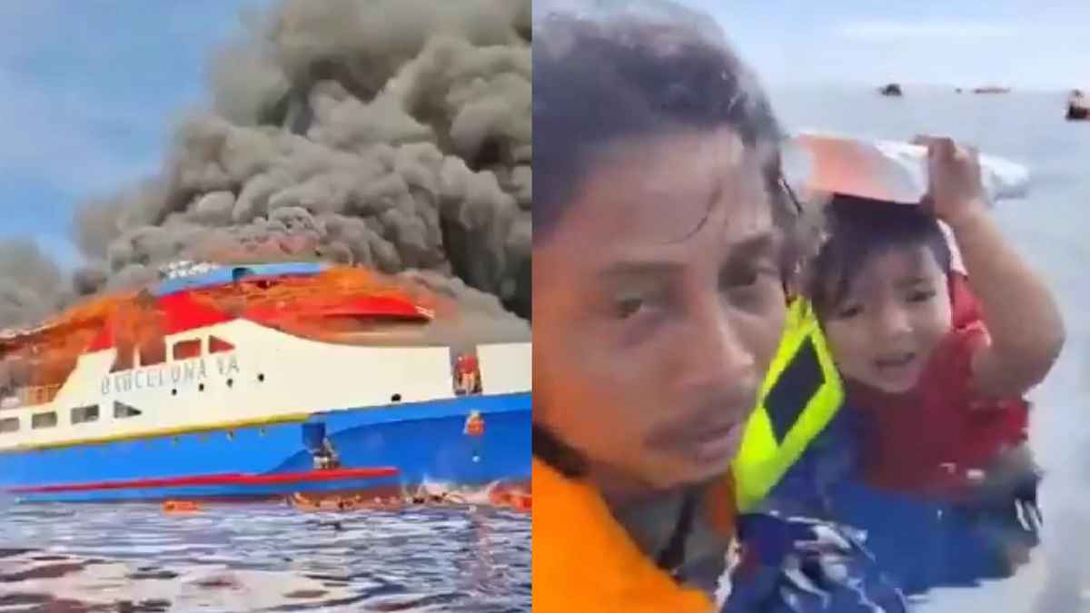 Indonesia, Ship fire, Video Viral, इंडोनेशिया, जहाज में आग, वीडियो वायरल