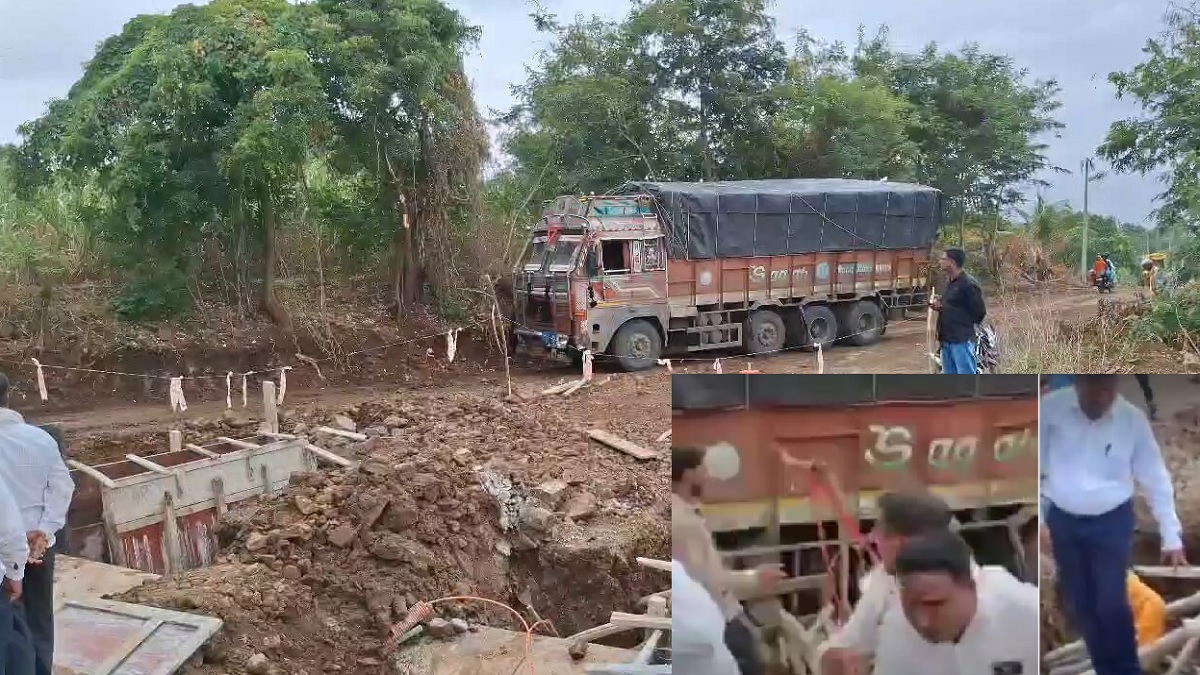 मुंबई में इंस्पेक्शन के दौरान ट्रक से धंसी सड़क, इंजीनियर समेत कई लोगों की बाल-बाल बची जान