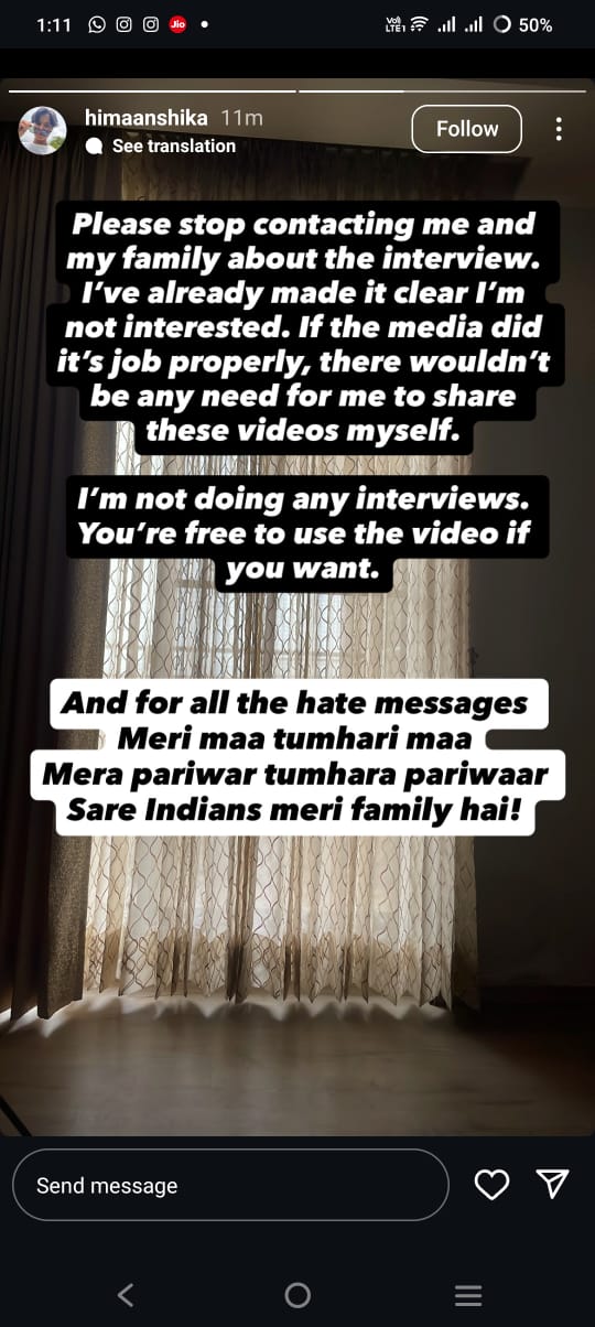 Himaanshika Singh | Radhika Yadav | Instagram Post
