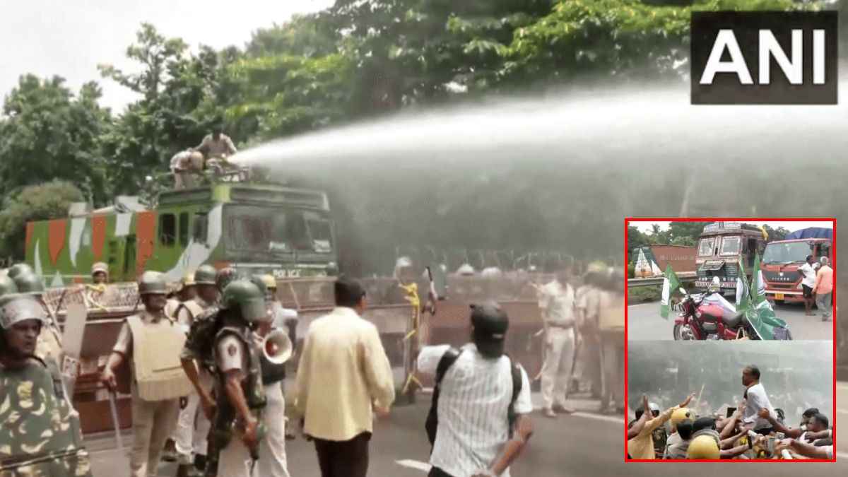 बालासोर आत्मदाह मामले में BJD का प्रदर्शन, पुलिस ने प्रदर्शनकारियों पर पानी की बौछारें की
