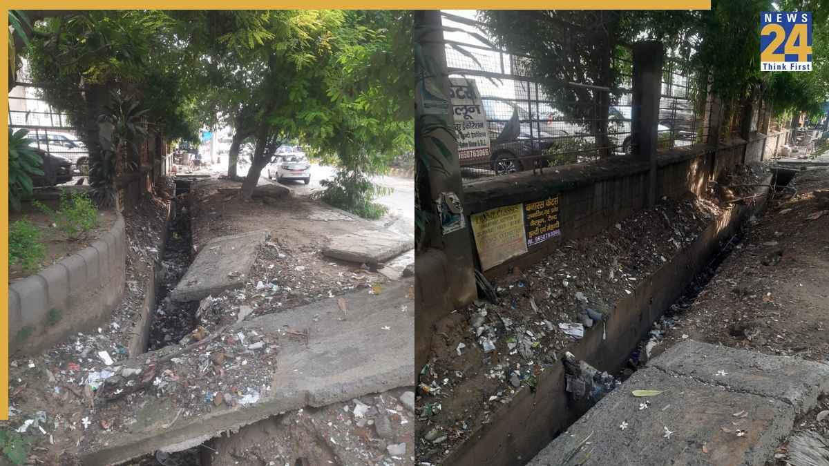 केडीपी ग्रांड सवाना के गेट नंबर दो के बाहर फैली गंदगी