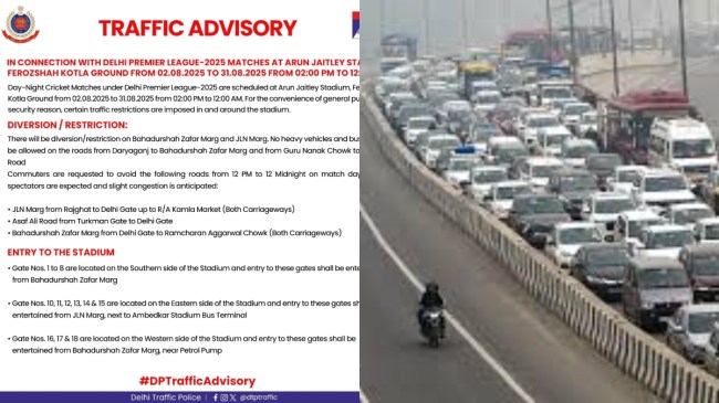 Delhi Premier League traffic advisory