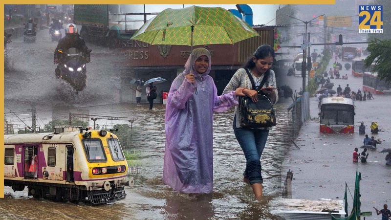 मुंबई में भारी बारिश से जनजीवन बेहाल हुआ।