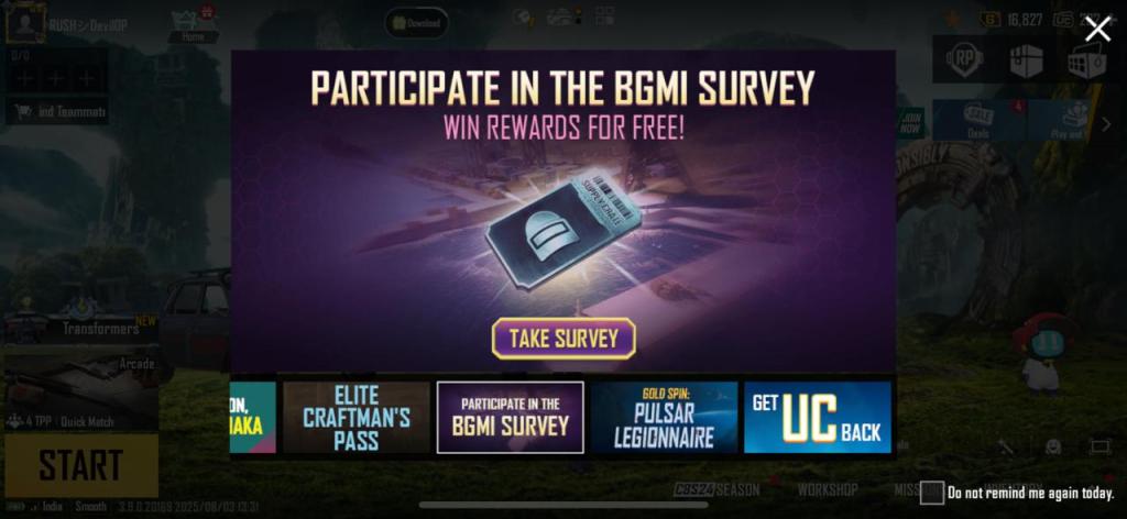 BGMI, Survey
