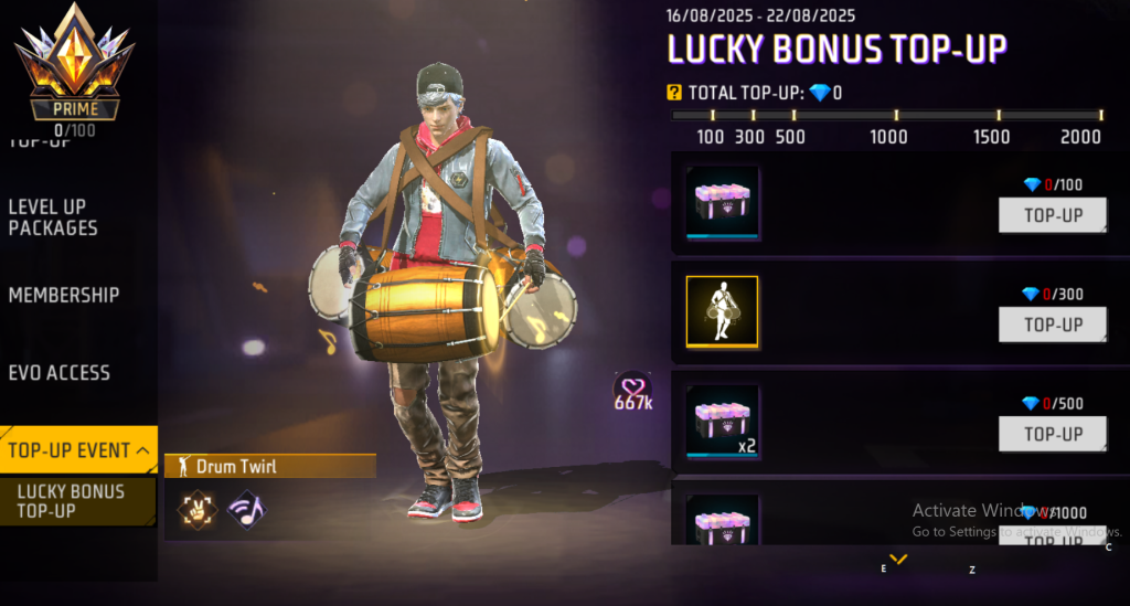 Free Fire MAX, Diamond Top Up