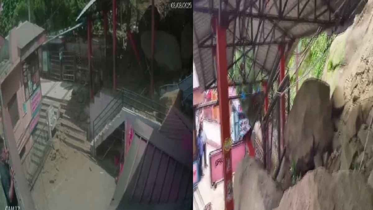 हिमाचल प्रदेश के प्रसिद्ध सिद्धपीठ मंदिर में भूस्खलन से मचा हड़कंप, वीडियो आया सामने