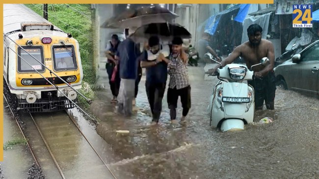 मुंबई में भारी बारिश में जनजीवन हुआ मुहाल।