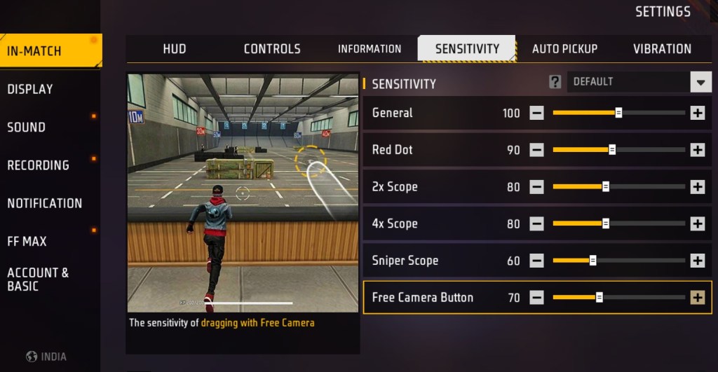 BGMI, Sensitivity Settings