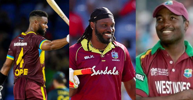 Shai Hope, Chris Gayle, Brian Lara