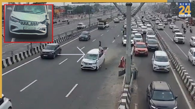 गाजियाबाद में दिल्ली-मेरठ एक्सप्रेस वे पर ट्रैफिक पुलिस को मारी टक्कर
