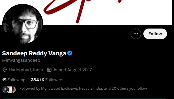 Sandeep Reddy Vanga Original account