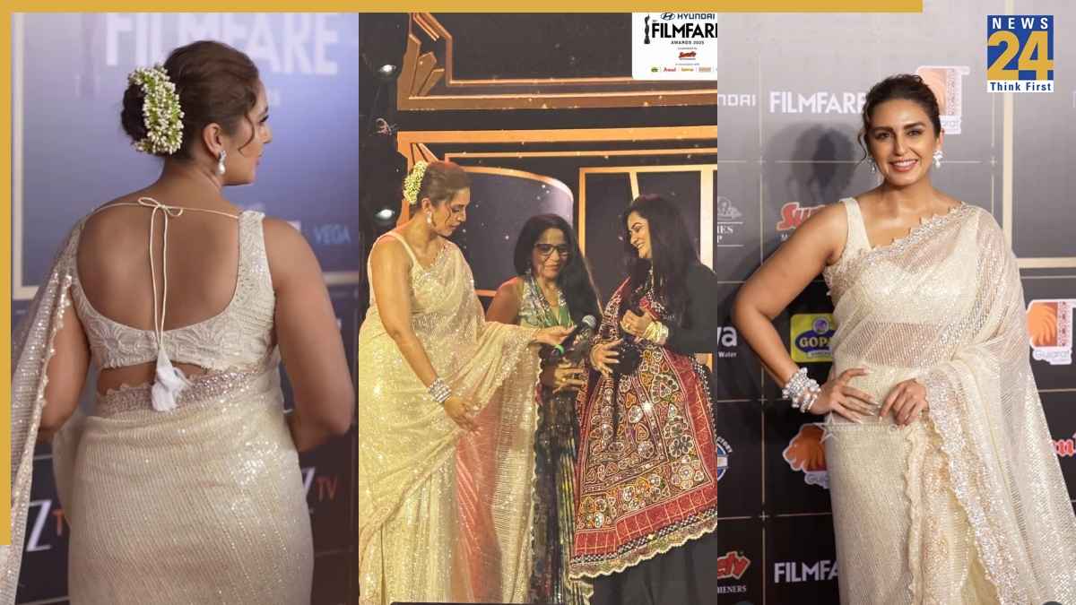 Filmfare Awards 2025: व्हाइट शिफॉन साड़ी और बालों में गजरा, फिल्मफेयर में छाया हुमा कुरैशी का लुक