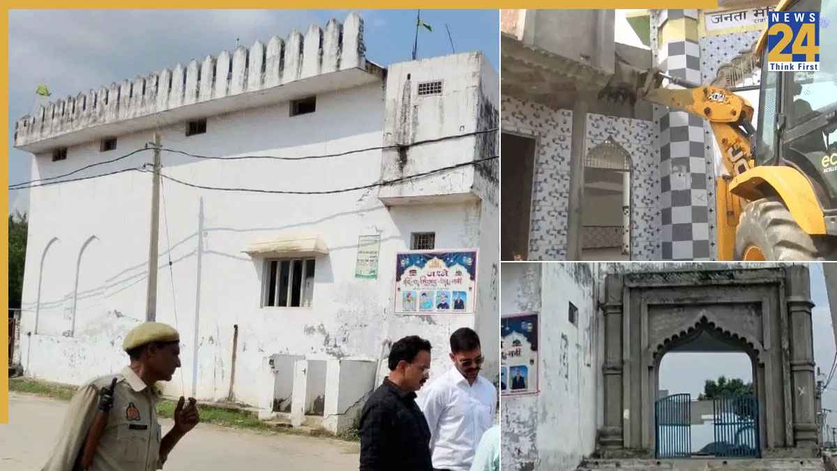 संभल में पुलिस का बड़ा एक्शन, तालाब पर बनी अवैध मस्जिद पर चलाया बुलडोजर; छावनी में तब्दील गांव