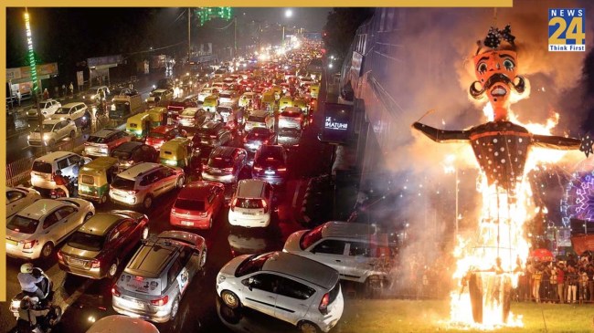 Dussehra 2025 traffic restrictions in Delhi NCR,Best places to watch Ravana Dahan in Delhi tomorrow, Delhi NCR Dussehra traffic advisory October 2, Top Ravana Dahan events in Noida and Gurgaon 2025, Avoid these, Delhi roads during Vijayadashami celebrations, Live Ravana burning spots near Connaught Place Delhi, Dussehra festival traffic jams in CR Park and RK Puram