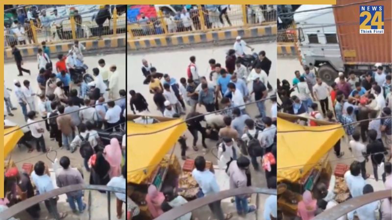 बीच सड़क पर होती मारपीट Ghaziabad News, Ghaziabad, Ghaziabad Police, Mussoorie Police Station, Ghaziabad fight, CCTV footage, video goes viral, गाजियाबाद न्यूज, गाजियाबाद, गाजियाबाद पुलिस, मसूरी थाना, गाजियाबाद मारपीट, सीसीटीवी फुटेज, वीडियो वायरल