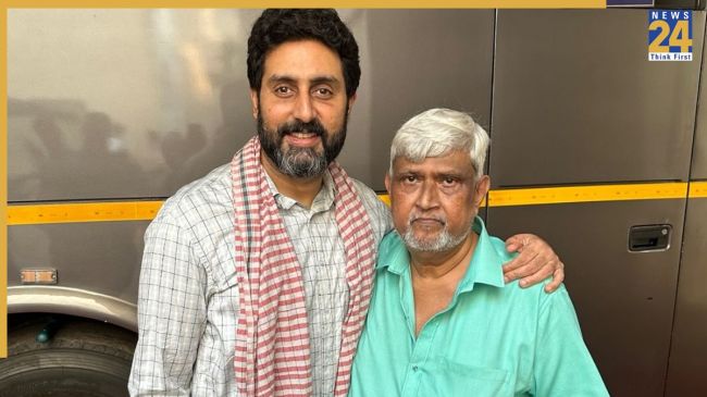 Abhishek Bachchan, Abhishek Bachchan Make Up Artist Death, Abhishek Bachchan touches his Make Up Artist feet