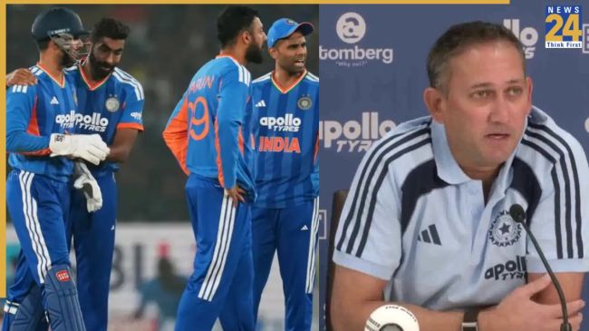 अजीत अगरकर टी-20 वर्ल्ड कप 2026 में टीम इंडिया पर बात करते हुए
