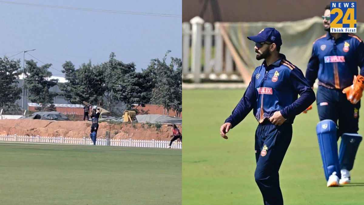विराट कोहली विजय हजारे ट्रॉफी 2025 में शॉट मारते हुए