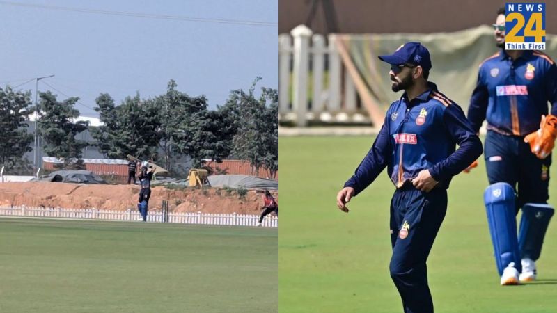 विराट कोहली विजय हजारे ट्रॉफी 2025 में शॉट मारते हुए
