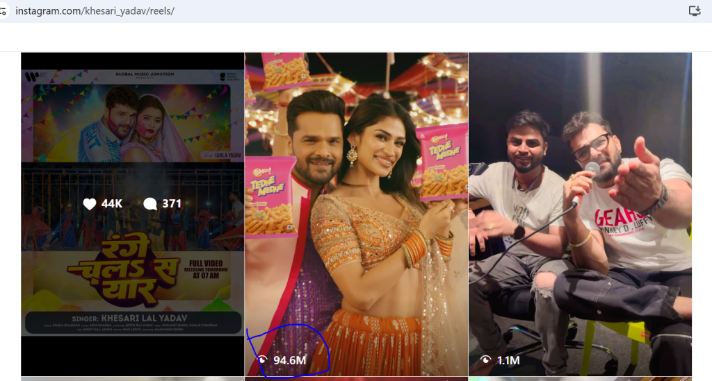 Khesari Lal Reel video Views