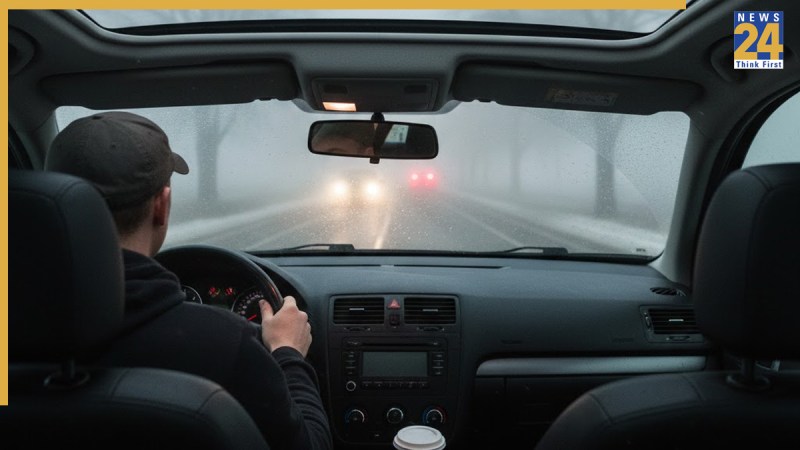 person driving in low visibility