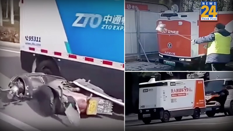 China driverless delivery van viral