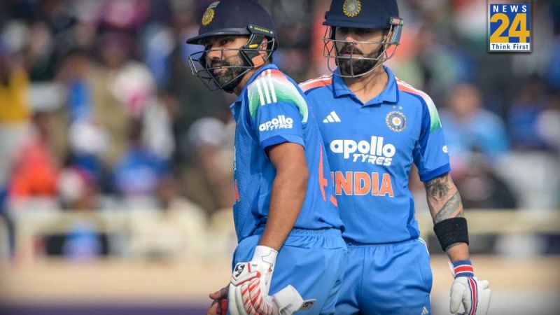 रोहित शर्मा और विराट कोहली बल्लेबाजी करते हुए