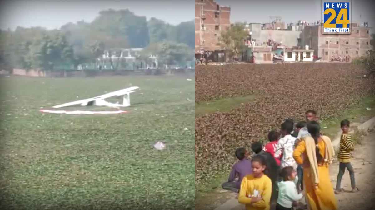 IAF के विमान का हवा में बिगड़ा बैलेंस, प्रयागराज के बीचों-बीच तालाब में जाकर गिरा; पायलट को लोगों ने बचाया