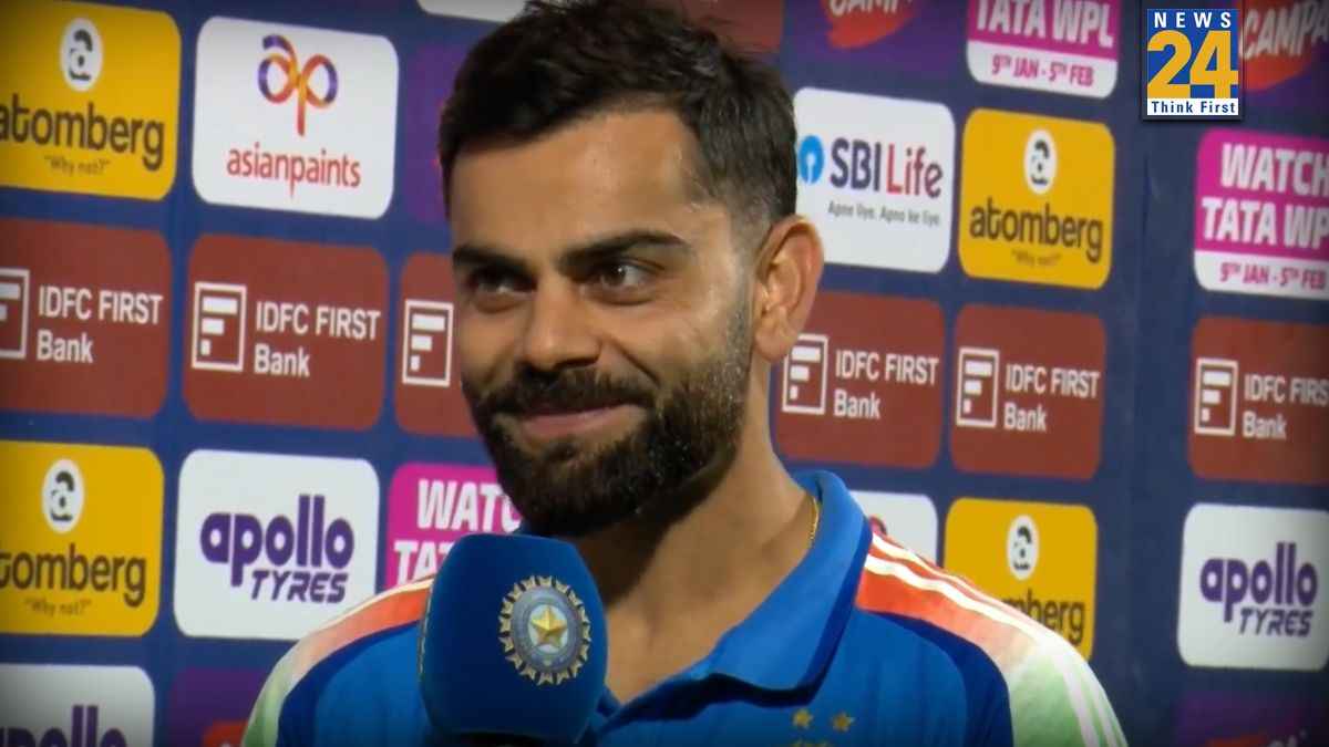 विराट कोहली मैच के बाद बात करते हुए